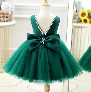 MQATZ OEM Green flower girl wedding birthday one year old dress little girl catwalk show children princess DZ007