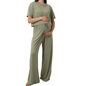 T-shirt à manches courtes et legging Vêtements de maison de maternité ensembles de vêtements de grossesse confortables Ensemble de pyjama d'allaitement et de maternité - Product Image 1