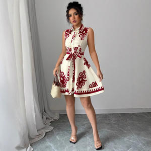 Novedad de Verano 2026: Vestido sin Mangas con Estampado de Moda Europea y Americana para Mujer, con Cintura Imperio y Lazo - Product Image 6