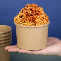 Gobelets en papier kraft biodégradables et compostables personnalisés de 8 oz, 12 oz, 16 oz, 20 oz, gobelets à salade, gobelets à soupe, boîtes à nouilles avec couvercle en papier