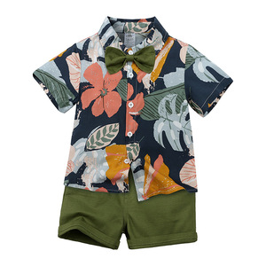 Conjuntos de Roupas Casuais para Crianças para o Verão Estilo Havai 2 Peças com Manga Curta - Product Image 3