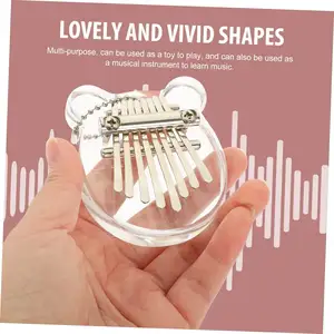 Alnicov - Mini Kalimba para piano de dedo transparente em forma de orelha de urso, piano com 8 teclas para iniciantes e crianças