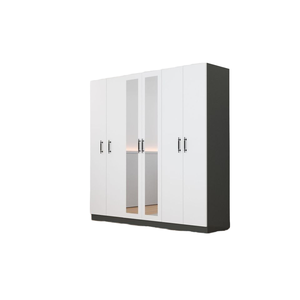 Armario Moderno con Espejo de 6 Puertas y Gran Capacidad de Almacenamiento, con 4 Cajones y 13 Estantes, para Dormitorio o Taller - Product Image 1
