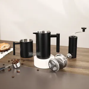 HIGHWIN seyahat kamp kahve makinesi seti taşınabilir kahve kupa fransız basın manuel değirmeni kahve hediye seti