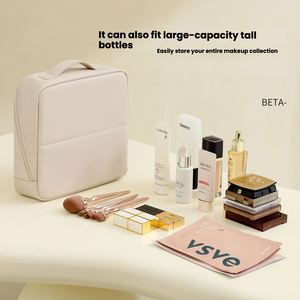 Bolsa de Maquillaje Vertical Personalizada con Logotipo para Mujer, Organizador de Cosméticos, Gran Capacidad, Impermeable, Portátil, Material PU - Product Image 2