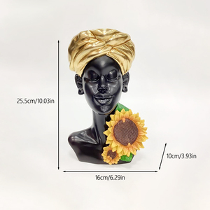 Donna africana statua in resina artigianato nero signora scultura elegante decorazione per la casa ufficio decorazione decorazione arte regalo per le donne - Product Image 6