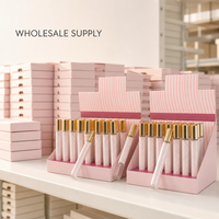 Flacon de parfum vide 35 ml en gros avec boîte cadeau cupcake à rayures roses, 24 flacons de parfum en verre pour présentation, logo personnalisé
