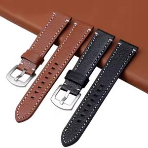 Bracelet de <span class=keywords><strong>montre</strong></span> en cuir de grain supérieur 18mm 20mm 22mm hommes cuir de vachette Litchi Grain Bracelet de <span class=keywords><strong>montre</strong></span> Bracelet souple - Product Image 1