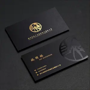 Custom Rose Gold Foil Hot Stamping Black Card Paper Printing Luxury Business Cards With Rose Gold Edges