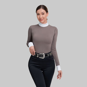 Chemise de compétition équestre personnalisée OEM et ODM, <span class=keywords><strong>protection</strong></span> solaire UPF 50 + avec strass, chemise classique à col montant et manches longues - Product Image 6