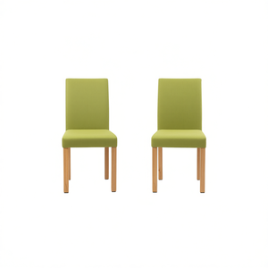 Sedie da Pranzo in Tessuto Verde con Gambe in Legno, Design Moderno Imbottito per Arredamento Casa, Ufficio e Sala da Pranzo - Product Image 1