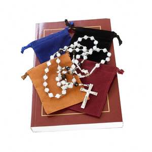 Bolsas de joyería de fieltro, Rosario personalizado con estilo de lujo, serigrafía de terciopelo, cordón, ropa reciclable, regalo y artesanía - Product Image 1