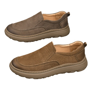 Mocassins pour hommes en cuir véritable, bout rond, à enfiler, confort printanier, semelle intermédiaire en EVA, semelle extérieure en caoutchouc - Product Image 4
