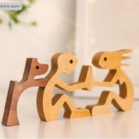 Handgefertigte Holz-Hundestatue als Geschenk Holzschnitzerei Hundestatue für Zuhause Büro Wohnzimmer