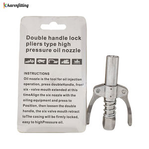 Pistolet à graisse en acier avec embout coupleur, double poignée, haute pression, déverrouillage rapide, haute performance, durable, argent/noir - Product Image 1