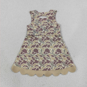 Vestido de Verano sin Mangas para Niñas, Estampado, Corte en A, con Lazo Decorativo, Largo hasta la Rodilla, Lavable, Estilo Preppy, Cuello Redondo - Product Image 2