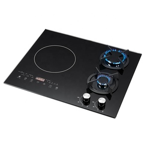 Table de cuisson à gaz pour cuisine commerciale et domestique, hybride <span class=keywords><strong>encastrable</strong></span> et sur table, cuisinière à gaz 3 brûleurs et plaques de cuisson à induction électrique - Product Image 1