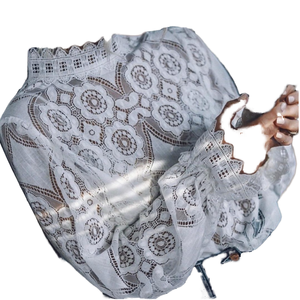 Blusa de Chifón Informal para Mujer, Otoño, Holgada, Lisa, Sexy, Transparente, Cuello en V, Manga Larga, con Patrón de Encaje Tejido Simple, Marca ANSZKTN - Product Image 1