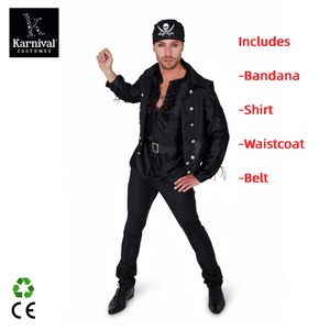 Costume de cosplay d'Halloween pour homme, noir, médiéval et Renaissance, crâne de <span class=keywords><strong>pirate</strong></span>, masque de film, kit de fête de carnaval - Product Image 2