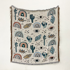 Gros Faible Quantité Minimale De Commande Rétro Géométrie Boho Throw Canapé Voyage Cadeau Tissé Tenture <span class=keywords><strong>Tapisserie</strong></span> Sur Mesure Pique-Nique Couverture - Product Image 2