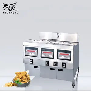 commercial manufacture open deep fryer/ big capacity open fryer 25L*3 with automatic oil filter pump