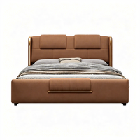 Lit de rangement moderne JUNYUHAO avec revêtement en tissu, cadre en pin, mousse haute densité, taille Queen/King, meubles de chambre à coucher