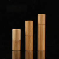 Flacon roll-on en verre vide de 5 ml pour parfum et huiles essentielles, en bambou, avec bille en acier inoxydable – Design unique