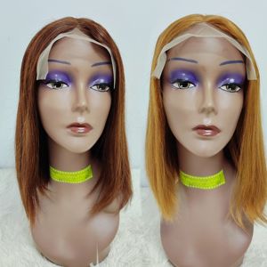 Letsfly parrucche dritte a prezzo molto basso, 100% <span class=keywords><strong>capelli</strong></span> umani #4 #27 parrucche di colore marrone con chiusura in pizzo spedizione rapida - Product Image 1