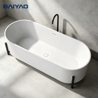 Baignoire autoportante ovale de luxe en pierre artificielle, surface solide, profonde, pour maison, hôtel, villa – Vente directe usine