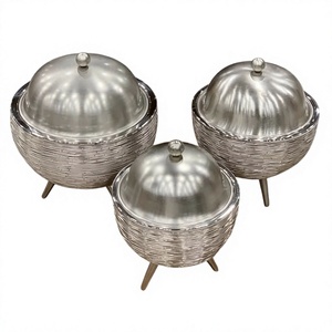 Ensemble de trois chauffe-plats métalliques, design personnalisé, fait main, forme personnalisée, luxe, nouveau récipient chauffant en métal - Product Image 1