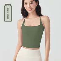 Soutien-gorge de sport antichoc à maintien élevé pour femme adulte avec bonnets fixes pour la course, le yoga et le fitness (type débardeur)