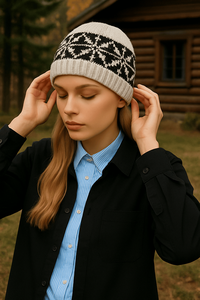 Tùy Chỉnh Bán Buôn Chất Lượng Cao Thời Trang Tối Giản Đen & Trắng Chắp Vá-Khuôn Mẫu Ấm Dệt Kim Xô <span class=keywords><strong>Hat</strong></span> - Product Image 3