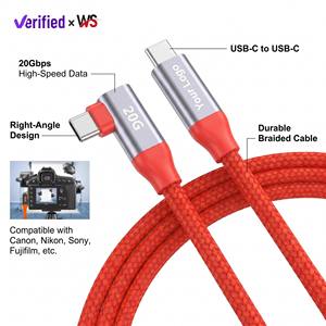 Câble de liaison USB 3.2 20 Gbit/s à angle droit 90 degrés USB-C vers USB-C, ligne de prise de vue PD 240W pour appareils photo <span class=keywords><strong>Sony</strong></span> Canon Nikon 5m 10m - Product Image 1