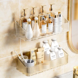 Bathroom Storage Rack Wall Mounted Transparent Rectangular <b>Draining</b> Moisture Proof For Toiletries - Product Image 1