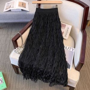 I-0545 Service OEM en gros USA Mairun Jupe longue trapèze en mousseline pour femme grande taille, été, décontractée, élégante, taille naturelle, couleur unie - Product Image 4