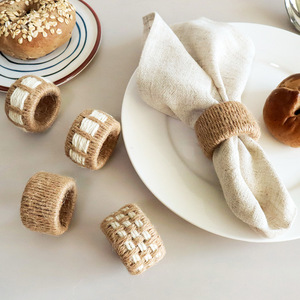 Hot Jute &amp; Linen Grass <strong>Napkin</strong> <strong>Rings</strong> - Eco-Friendly Durable Boho Farmhouse Rustic Table Decor for Party Wedding Factory Wholesale - Product Image 2