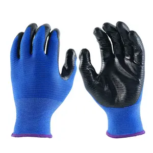 U4 /U3 Zebra Stripe 13 Gauge Navy Blue Zebra Polyester Shell Palm Superior Grip Nitrile Coated Seamless Gloves