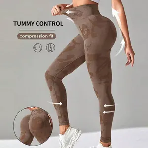 Pratik sıcak satış seksi kamuflaj giyim üreticileri yüksek bel karın kontrol Yoga sıkı tayt popo kaldırma pantolon