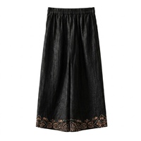 Pantalon large en soie de mûrier 100% pour femme, style Xiangyunsha, broderie chinoise, taille semi-élastique, style national