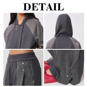 กางเกงวอร์มผู้หญิง KingSen ผ้าฝ้าย 100% สีสันตัดต่อ เอวยางยืด กระดุมแป๊กที่ชายกางเกง ขากว้าง ทรงหลวม สวมใส่สบาย - Product Image 6