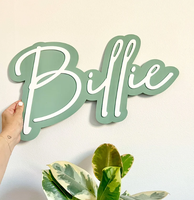 Plaque nominative en acrylique découpée sur mesure, logo en lettres cursives, ornement mural pour la maison et la chambre