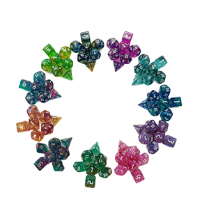 Swirl mainan keluarga rol pesta permainan 20mm akrilik dadu naga-tersedia RPG set DND 7 buah permainan papan kustom campuran warna - Product Image 2