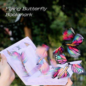 Collection de signets papillon volant avec autocollants et pinces à livres Carte de voeux pour étudiants Cadeaux en papier - Product Image 2