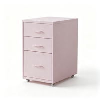 Armoire de rangement en métal à 3 tiroirs Rice White, organisateur étroit pour chevet, unité de rangement de bureau, armoire à dossiers sous table pour la maison