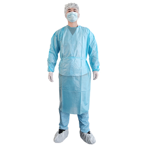 Manches longues couleur bleue tissu non tissé hôpital clinique à usage unique imperméable soins de santé vêtements de travail jetable isolation robe - Product Image 1