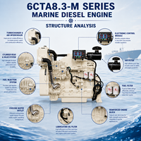 Moteur diesel marin à 6 cylindres refroidi par eau CUMS 6CTA8.3-M188 188 ch 138 kW 2328 tr/min pour navires de transport de marchandises et bateaux de travail