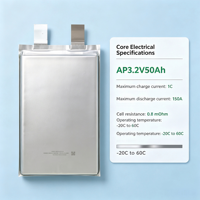 Batterie LFP 50Ah 3.2V avancée, cellule souple en pochette, haute densité, au phosphate de fer et de lithium pour système de stockage d'énergie domestique intelligent (ESS) solaire