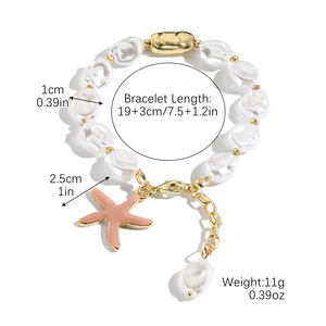 Bracelet de style bohème à bas prix avec perles et pendentif étoile de mer en coquillage blanc pour femme - Product Image 6