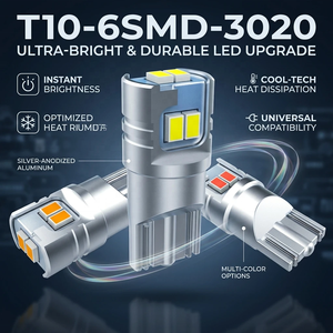 Nueva Luz de Posición LED TH <span class=keywords><strong>Howie</strong></span> T10, Faro Delantero T10-6SMD-3020 1.9W 12-24V CanBus, Reemplazo para Luces de Matrícula e Instrumentos, 6000K - Product Image 3