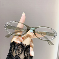 Lunettes de lecture ovales anti-lumière bleue MK9643, monture en plastique PC, pour hommes âgés, style européen et américain, lunettes de vue ornées de diamants